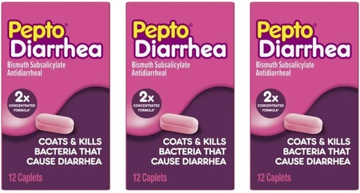 Diarrhea Caplets, Anti Diarrhea Medicine Coats Stomach for Fast Diarrhea Relief, 12 ct (Pack of 3)