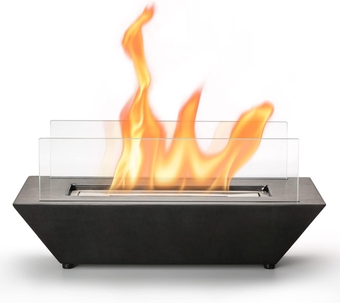 Tabletop Ethanol Fuel Fire Pit, Portable Alcohol Fireplace Bowl for Indoor, Patio, Outdoor, Balcony, Smokeless Odorless Clean Burning, Modern Decor, 14” Black, Stainless Steel, Fireside FP14BK