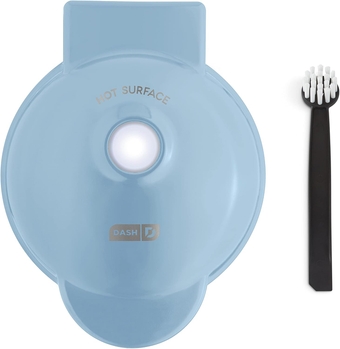 Deluxe Mini Maker for Individual Waffles, Hash Browns, Keto Chaffles with Included Brush and Cord Wrap, and Easy to Clean Non-Stick Surfaces, 4 Inch, Dream Blue