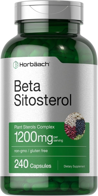 Horbaach Beta Sitosterol 1200mg | 240 Capsules | Mega Strength | Plant Sterols Complex | Non-GMO, Gluten Free Supplement
