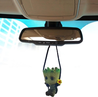 Smiling Little Tree Man Car Mirror Charm - Lanyard Car Accessory for Decoration, 70cm