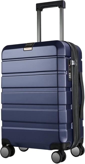 Hardside Expandable Carry On Luggage with Spinner Wheels & Built-in TSA Lock, Durable Suitcase Rolling Luggage, Carry-On 20-Inch, Navy