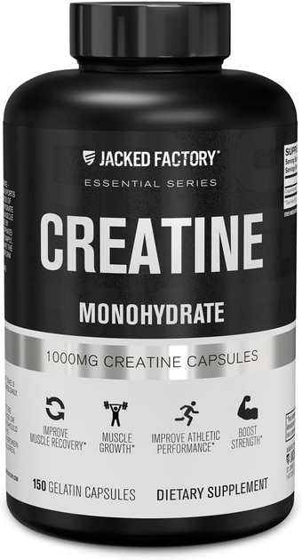 Creatine Monohydrate Capsules - Creatine Supplement for Muscle Growth, Increased Strength, Enhanced Energy Output and Improved Athletic Performance - 150 Capsules