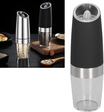 Gravity Sensor,Automatic Pepper Mill,Electric Salt Grinder Salt and Pepper Grinder Electric Stainless Steel Gravity Sensor Pepper (Black)