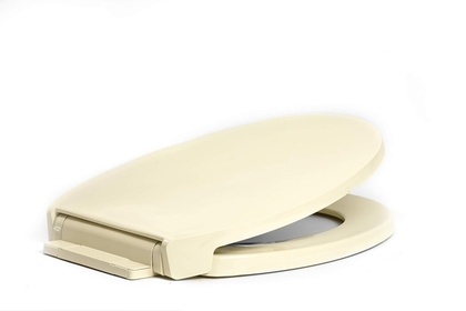 Round Toilet Seat Soft Close, Closed Front with Cover, Premium Seat, Plastic, Made in the USA, 1400SC-416, Biscuit