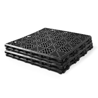 ugeleaf 4 Pack Plastic Interlocking Deck Tiles, 11.6” x 11.6” Patio Tiles Waterproof Outdoor Flooring All Weather, Patio Flooring Indoor & Outdoor Deck Tiles for Balcony, Porch, Poolside (Black)
