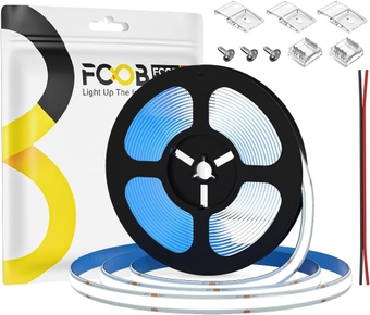 COB LED Strip Light Flexible High Density Uniform Bright Waterpoof IP65 6000K 480LEDs/m 9W/m 16.4FT/5M DC12V 8mm CRI90+ Dimmable LED Tape Light for Home Indoor Decoration No Power and Controller