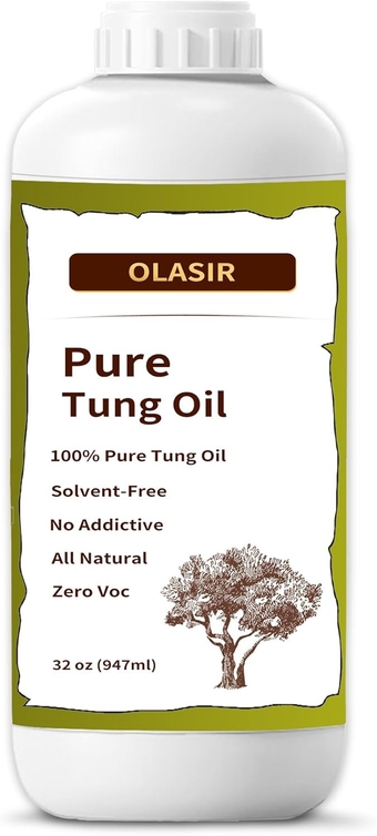 32 oz Natural Pure Tung Oil for Wood Finishing Food Grade Safe, Waterproof Tung Oil for Wood Floors Indoor & Outdoor Furniture