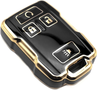 Key Fob Cover Compatible with Chevy Chevrolet Colorado Silverado Suburban Tahoe GMC Canyon Sierra 1500 2500 3500 HD TPU Remote Keyless Key Fob Case Protection Shell Accessories, Black