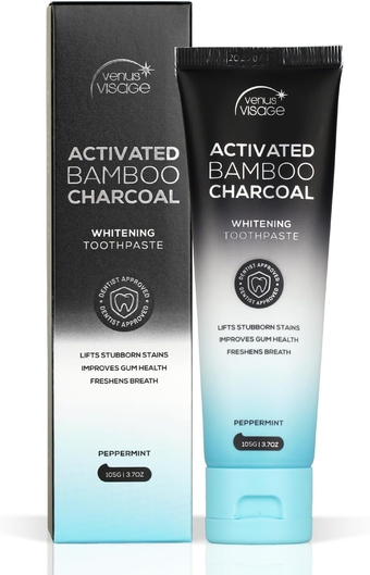 Venus Visage Activated Charcoal Toothpaste for Whitening Teeth - Black Toothpaste, Charcoal Whitening Toothpaste, Best Whitening Toothpaste (Peppermint)