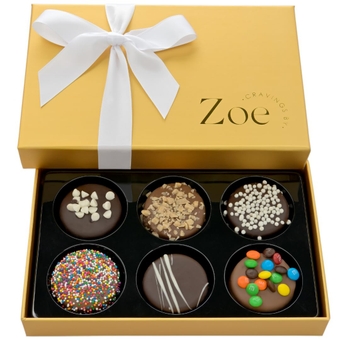Gourmet Chocolate Covered Cookie Gift Basket | 6 Count | Mothers Day Gifts | Chocolate Candy Gift Box | Food Gift, Birthday Gifts for Women Men Mom Dad Adults Couples Families