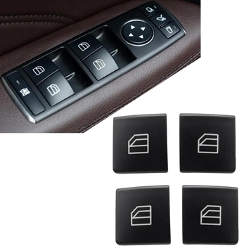 4PCS Driver Side Car Power Window Master Switch Repair Button Cap Cover Compatible with Mercedes-Benz C E GLK A B CLA GL GLA GLE GLS M Series 2007-2019 Replace 2518300290 A2049055402