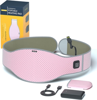 Portable Cordless Heating Pad with Battery - Wireless Electric Heat Belt with 3 Heat Levels, for Lower Back or Cramps Belly Pain Relief Heating Pads Pink