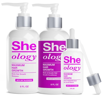 Sheology Biotin, Keratin & Saw Palmetto Hair Growth Shampoo, Conditioner & Hair Growth Serum with Hyaluronic Acid
