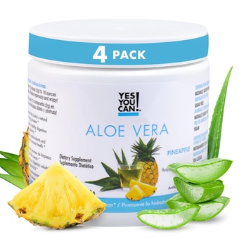 Organic Aloe Vera Drink Mix - Super Greens Powder - Energy Drink Powder - Pure Aloe Juice Infused - Organic Superfoods - Made in The USA - Pineapple - 16oz (4 Pack)