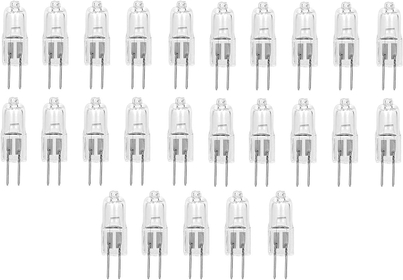 25 Pack Crystal Clear LENSE 10 Watt AC DC 12V Light Bulb Replacement JC G4 2Pin Base Halogen Kitchen Table Pendant Lamp 12 Volt 10W Bi-Pin Warm Clear Bright White T3 Under Cabinet Puck Lighting