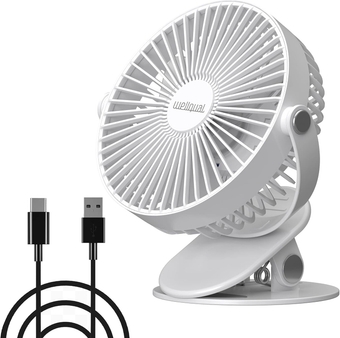 Clip on Fan USB Desk Fan with hook hole, 6 Inch Table Fan, Mini Cooling Fan with 3 Speed, LED Light, 360 degree Adjustable, Personal Quiet Electric Fan for Home Office Camping