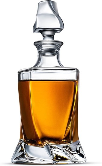 Whiskey Decanter,Twisted Whiskey Decanter with Stopper,Premium 25 oz Whiskey Decanter for Liquor Scotch Bourbon Vodka Brandy or Wine Clear