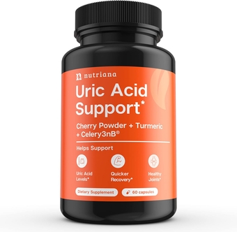 Advanced Uric Acid Control - 60 Veggie Capsules with 625mg Tart Cherry & 300mg Turmeric - Joint Comfort & Kidney Health Formula with Celery Seed Extract