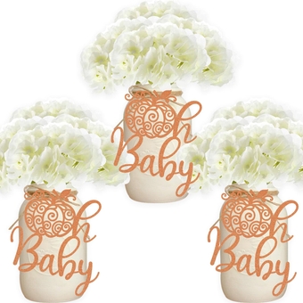 Fall Pumpkin Tags Baby Shower Centerpiece Decoration Autumn Theme Gift Tags Glitter Orange Swirly Pumpkin Favor Tags 24 PCS
