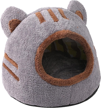 Cat Cave Bed, Soft Flannel PP Cotton Cat Shelter House, Hygienic Clean Detachable Pad Stray Pet Home, Windproof Semi Enclosed Cozy Pet House, Hideaway Cat House Suitable for Rabbits Bunnies Cats