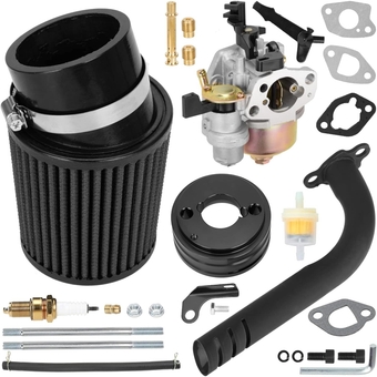 Upgrade Carburetor Filter Jet Adapter Exhaust Pipe Stage 2 Kit for Non Hemi Predator 212cc 196cc 6.5Hp Clone GX160 GX200 CT200U-ex Baja Warrior MB200 Mini Bike Go Kart Engine KT196 Black