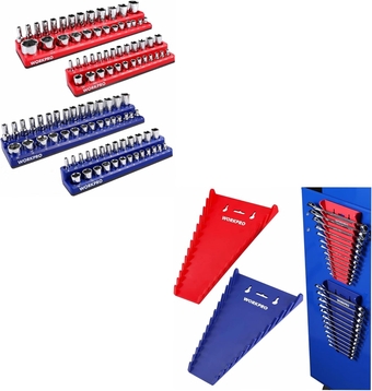 4PC Magnetic Socket Organizer Set and 2PC Magnetic Wrench Organizer
