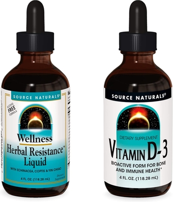 Liquid Supplements, Herbal Resistance and 2000 iu Vitamin D-3-4 oz Bottles