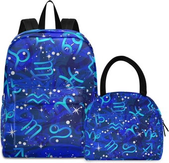 Blue Zodia Signs Kids' Backpacks & Lunch Boxes, Kids Backpack Sets for Girls