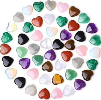 50 Pcs Heart Crystals and Healing Stones Love Heart Shaped Set Palm Pocket Crystal Bulk Chakra Stone Wholesale Valentines Day Boyfriend Gift for Him