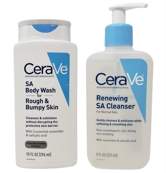 SA Skincare Bundle - Contains SA Body Wash for Rough and Bumpy Skin (10 fl oz) and Renewing SA Cleanser (8 fl oz) - Skin Smoothing Formula with Salicylic Acid