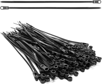 Zip Ties with Screw Hole 150 Pcs, 8 inch 48lbs Electrical Cable Ties Straps, Mount Head Plastic Ties Multipurpose Heavy Duty Nylon Zip Tie for Indoor & Outdoor (Black)