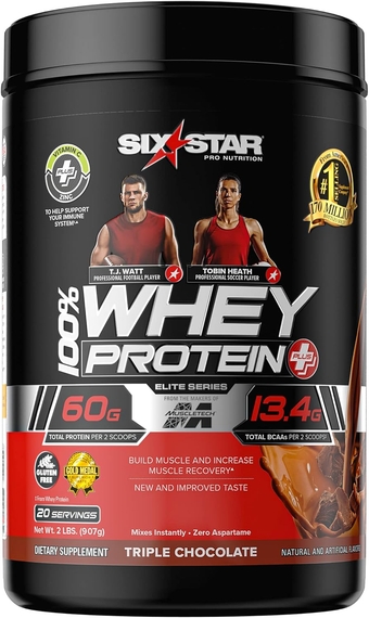 Whey Protein Powder + Immune Support Whey Protein Plus | Whey Protein Isolate & Peptides + Muscle Builder | Lean Protein Powder for Muscle Gain & Recovery | Chocolate, 2 lbs