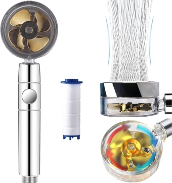 Handheld Shower Head, Handheld Turbocharged Fan Shower Head, Shower Head, High Pressure Water Saving, Pause Button, Filter Element, Rotate 360 Degrees, Adjust The Water Volume, Easy to Install