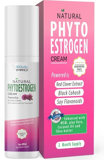 BIOLabs  Phytoestrogen Cream, Alternative to Estriol Estrogen Cream For Women, Natural Plant Based Menopause Relief, Hormone-Free Formula Soy Flavonoids Black Cohosh Grape Seed 3oz Two-Month Supply