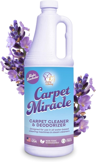 Carpet Miracle - Carpet Cleaner Solution Shampoo for Machine Use, Deep Stain Remover and Odor Deodorizing Formula, Use On Rug Car Upholstery and Carpets (Light Lavender Scent, 32FL OZ)