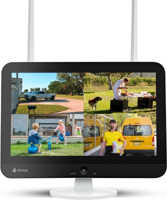 [Dual WiFi]  10CH Wireless Security NVR System with Monitor, NVR/DVR with Built-in WiFi Router, Long-Range WiFi, Easy Remote View, Support Up to 6TB HDD (HDD Not Included)