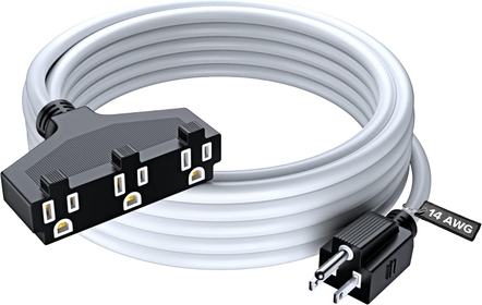 Extension Cord 25 ft, Outdoor Extension Cord with Multiple Outlets, 14 Gauge (White) ETL Listed