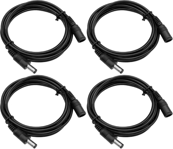 4 Pack 6ft DC Power Extension Cable 5.5mm*2.1mm Male to Female Power Cord for CCTV Security Surveillance Camera, LED Strip, Router, 12V DC Power Supply Adapter and More (Black)