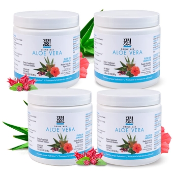 Organic Aloe Vera Drink Mix - Super Greens Powder - Energy Drink Powder - Pure Aloe Juice Infused - Organic Superfoods - Made in The USA - Hibiscus - 16oz (4 Pack)