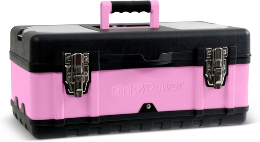 Tool Box for Women - 18" Small Metal & Plastic Portable Lightweight  Locking Empty Toolbox Chest - Craft Tote Storage Tool Case Organizer for Ladies  Tool Set Kit