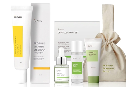 iUNIK Centella Mini Set, Travel Friendly Skincare Set, Ultra calming and hydrating for sensitive skin: Tea Tree Relief Toner,Serum, Centella Calming Gel with Vitamin Eye Cream