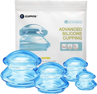 Cupping Therapy Sets, Silicone Vacuum Suction Cupping Cups for Body Massage, Anti Cellulite, Deep Tissue Myofascial Release, Muscle Relaxation, Pain Relief, Joint Pain Cellulite & More (Blue, 4)