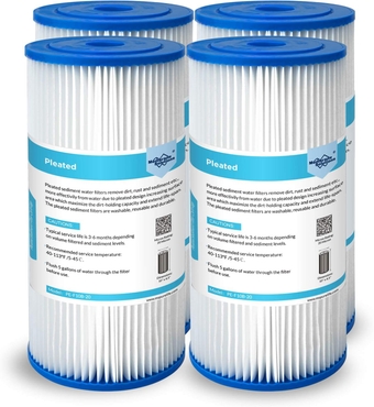 20 Micron Pleated Water Filter Home 10"x4.5" Whole House Heavy Duty Sediment Replacement Cartridge Compatible with ECP10-1,ECP20-BB,R50-BBSA,FXHSC,CB1-SED10-BB (4 Pack)