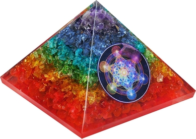Orgone Pyramid 7 Chakra Pyramid Crystal and Healing Stones Pyramid for Positive Energy & Meditation Orgonite Crystal Pyramid Healing Crystals Pyramid Energy Generator Crystal Décor Chakra Home Décor