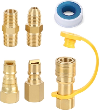 3/8 Inch Natural Gas Quick Connect Fittings Kit, LP Propane Gas Hose Quick Disconnect Assembly Set for Low Pressure Propane/Natural Gas Systems, 6 Pieces