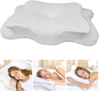 5X Pain Relief Cervical Pillow for Neck and Shoulder Support,Ear Piercing Pillow Design Cervical Memory Foam Pillows, Orthopedic Ergonomic Neck Pillow,Contour Bed Pillow for Side,Back,Stomach Sleeper…