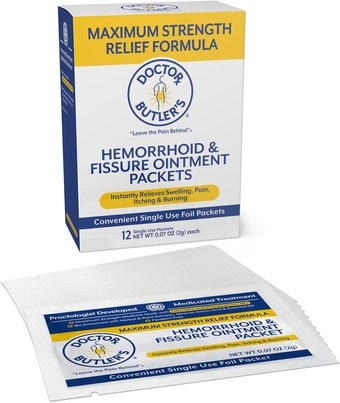 Maximum Strength Hemorrhoid & Fissure Ointment 12 to-Go Packets - Instant Pain Relief Hemorrhoid Treatment with Lidocaine, Internal & External Itching, Burning and Swelling Relief