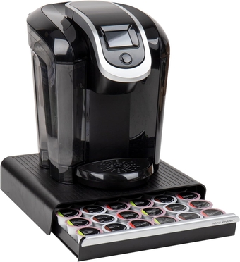 Single Serve Coffee Drawer, 36 Pod Capacity Countertop Organizer, Breakroom, 12.75" L x 13" W x 3" H, One Size, Black