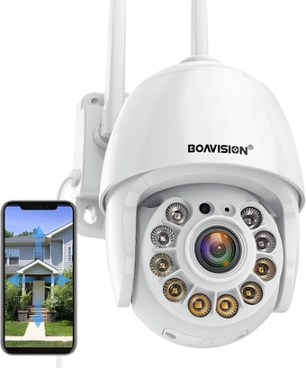 Security Camera Outdoor, Wireless WiFi IP Camera Home Security System 360° View,Motion Detection, auto Tracking,Two Way Talk,HD 1080P pan Tile Full Color Night Vision
